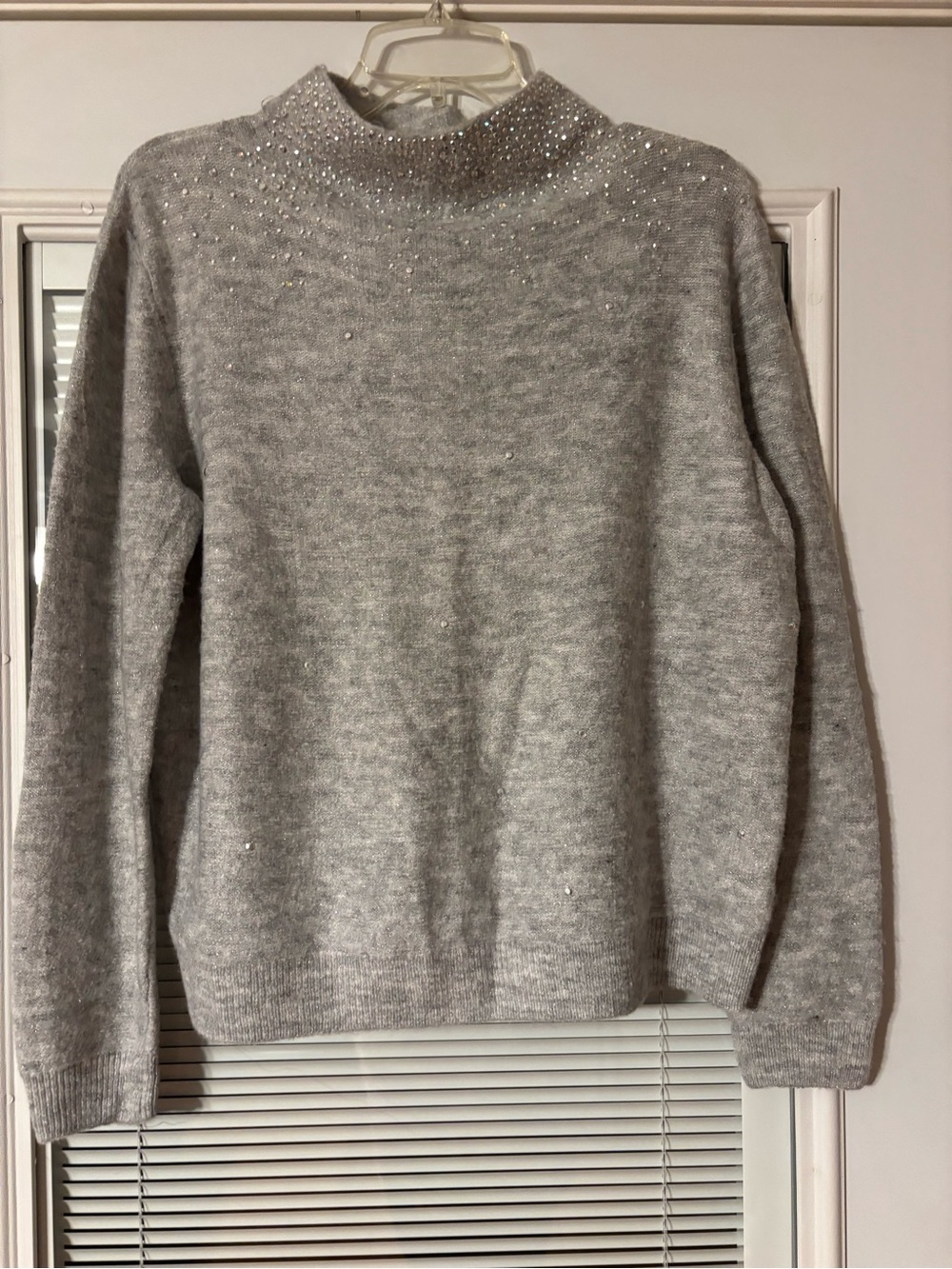 Juicy Couture Gray Rhinestone Mock Neck Sweater